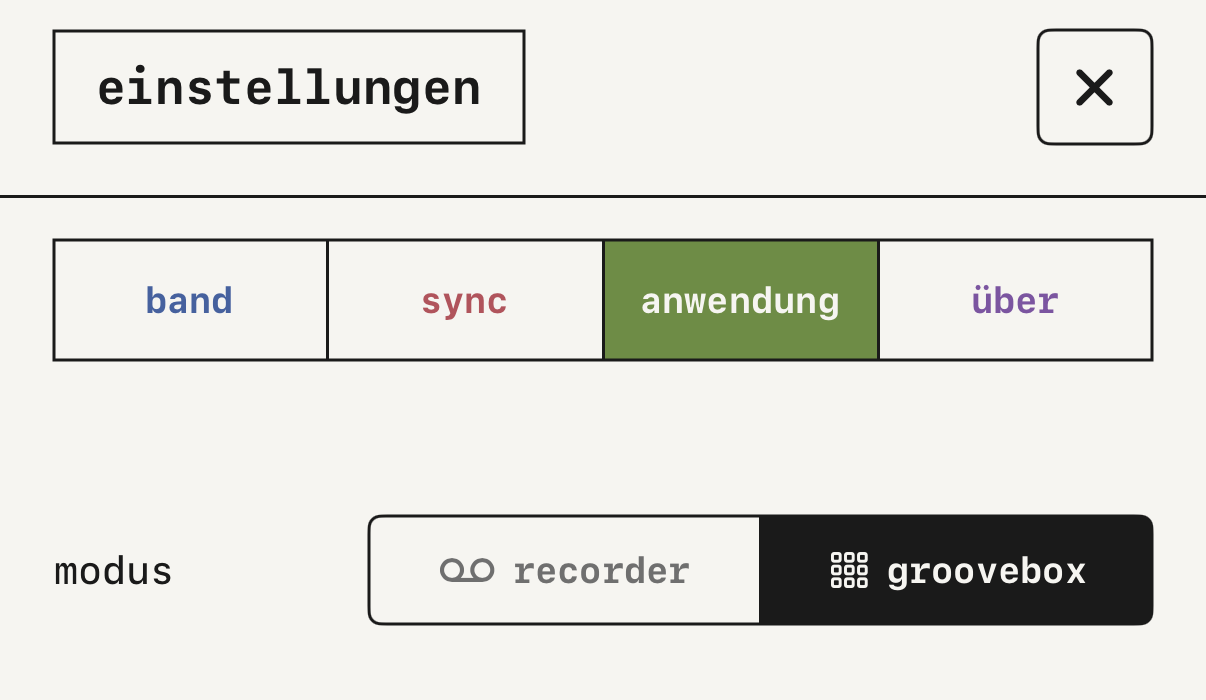 Die Zeile modus in den Einstellungen der Anwendung.