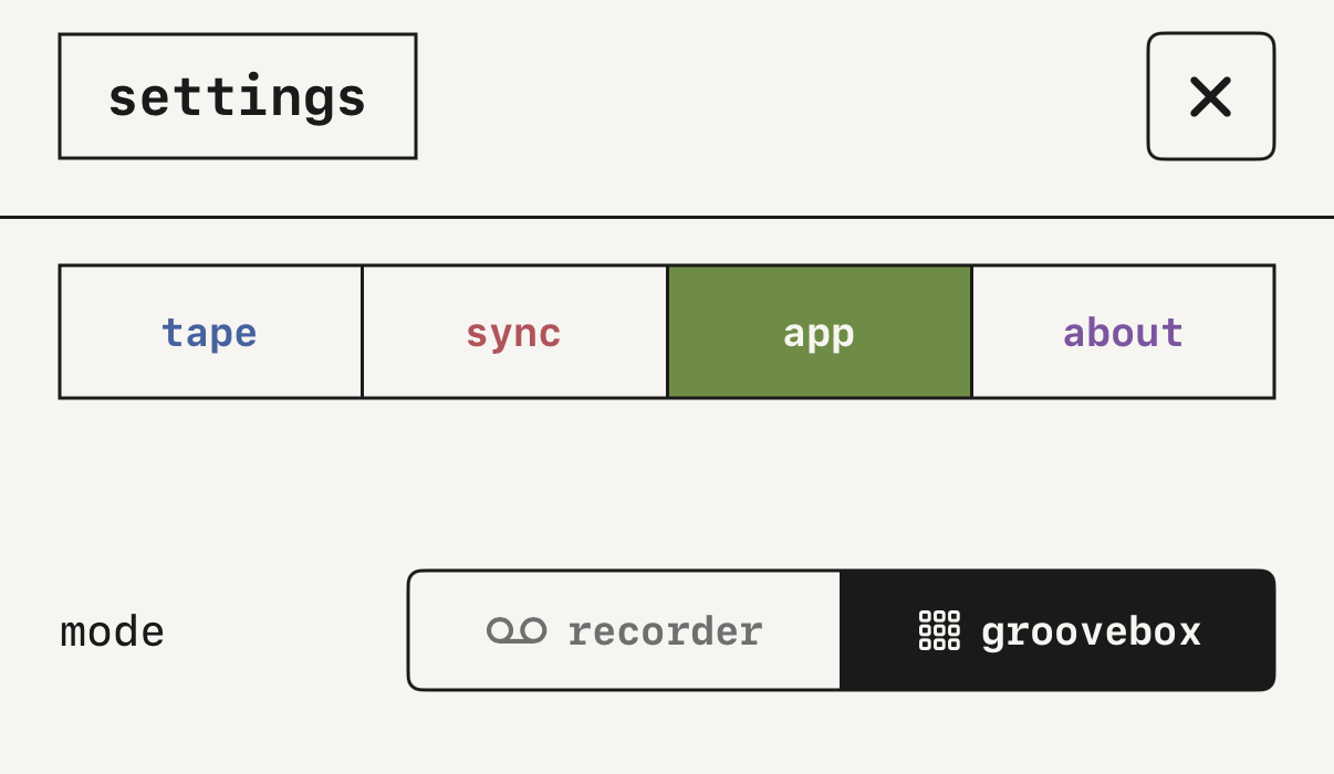 The mode row in the app settings.