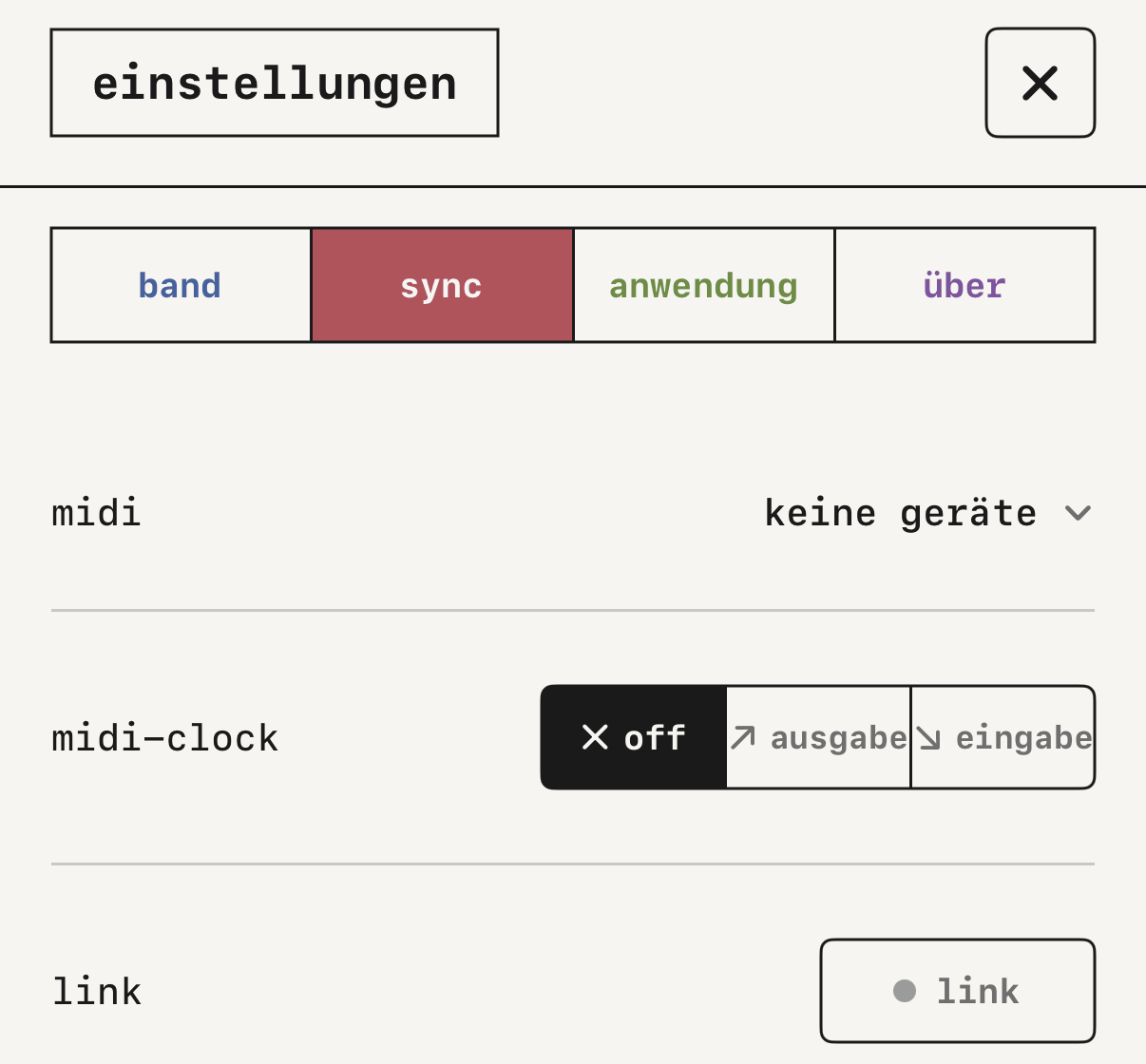 midi-clock und link in den Sync-Einstellungen.