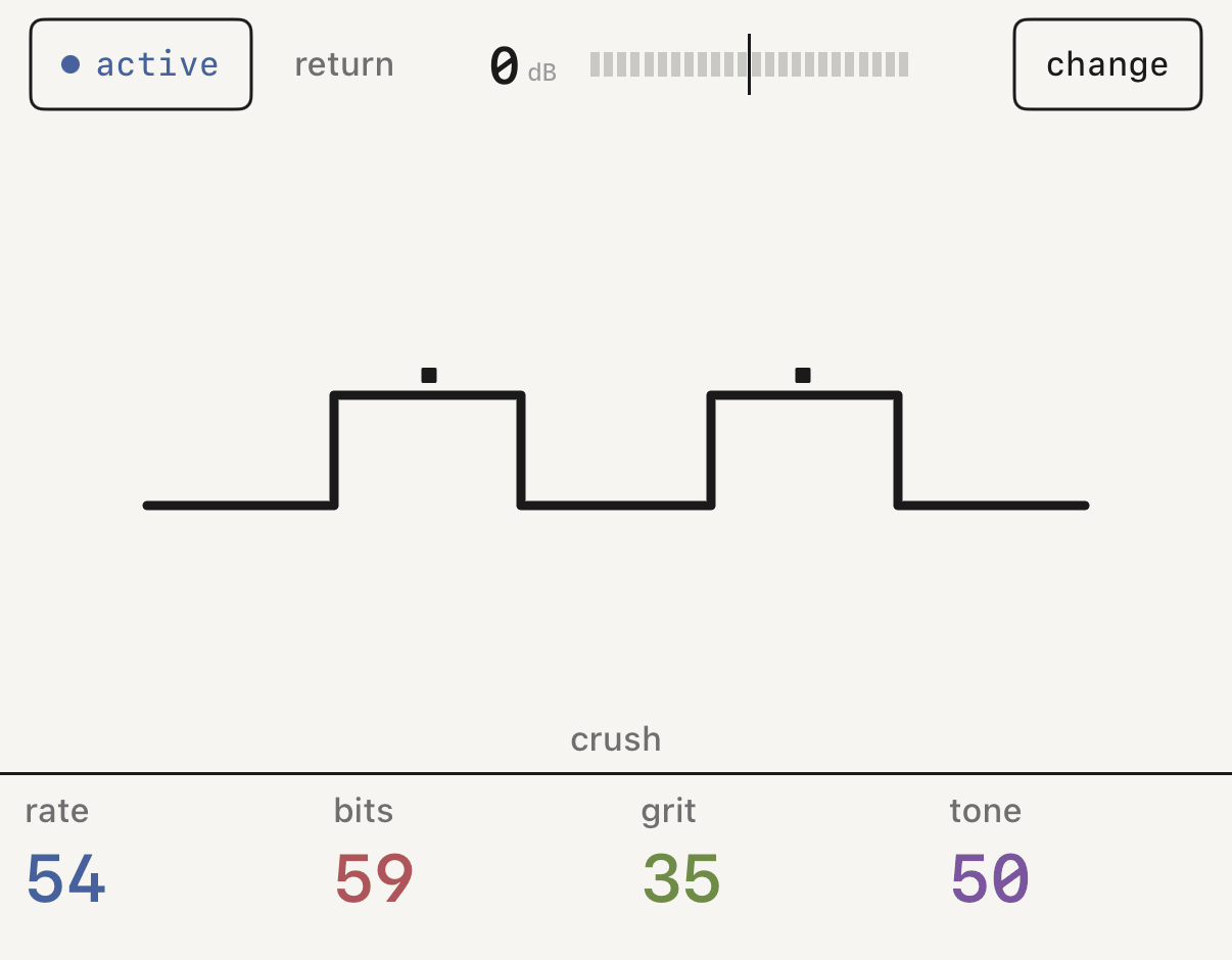 fx 1 with crush and its four controls.