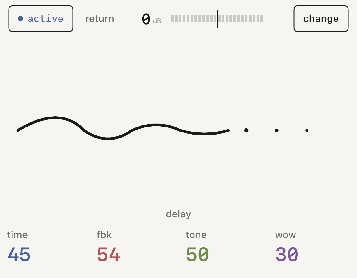 fx 1 with delay and its four controls.