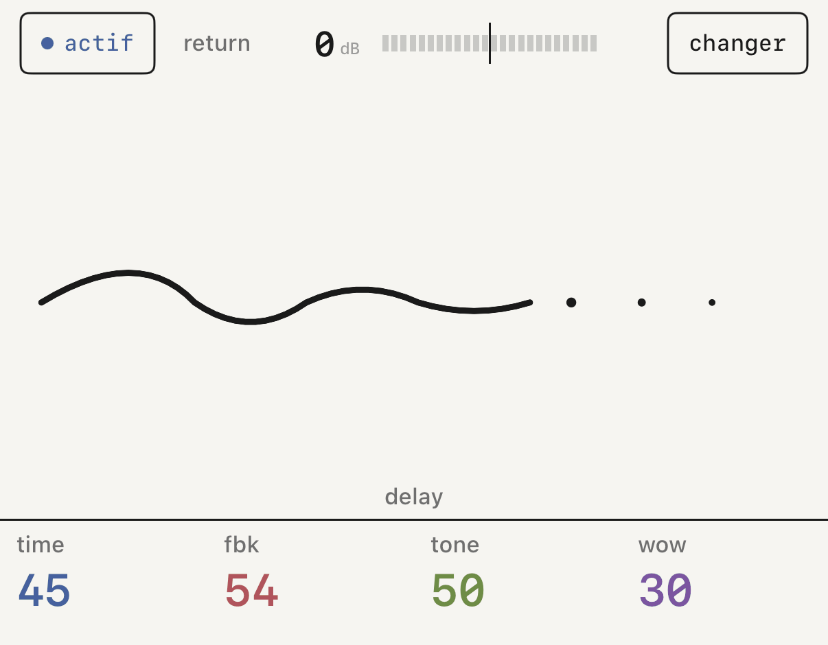 fx 1 avec delay et ses quatre commandes.
