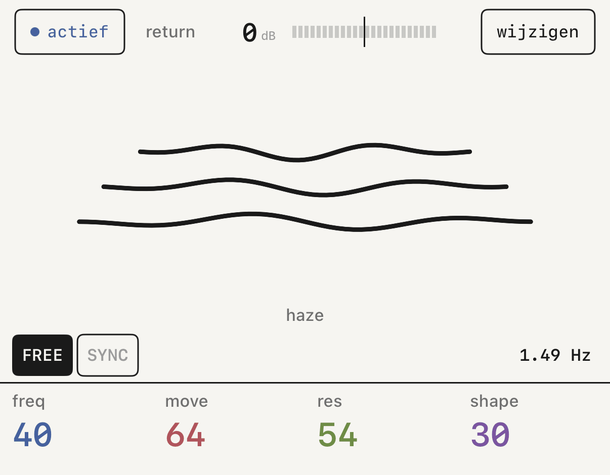 fx 1 met haze en de vier knoppen.