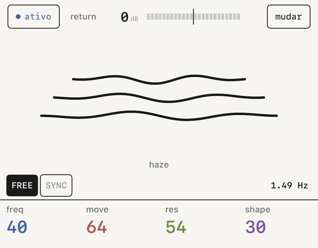fx 1 com haze e seus quatro controles.