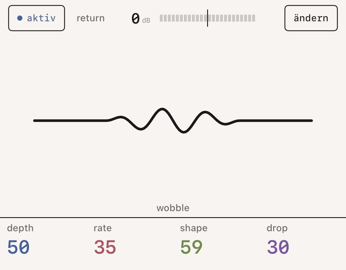 fx 1 mit wobble und seinen vier Reglern.