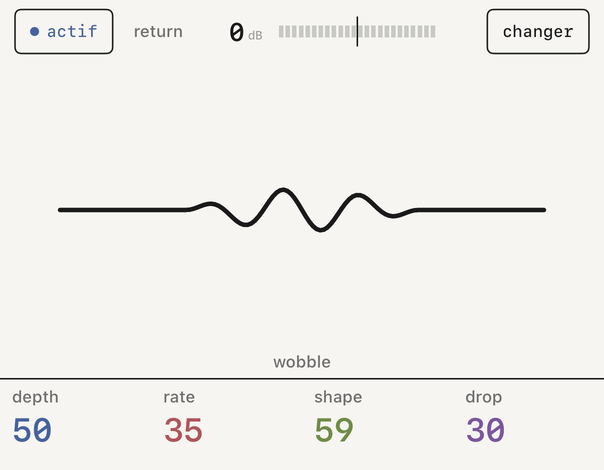 fx 1 avec wobble et ses quatre commandes.
