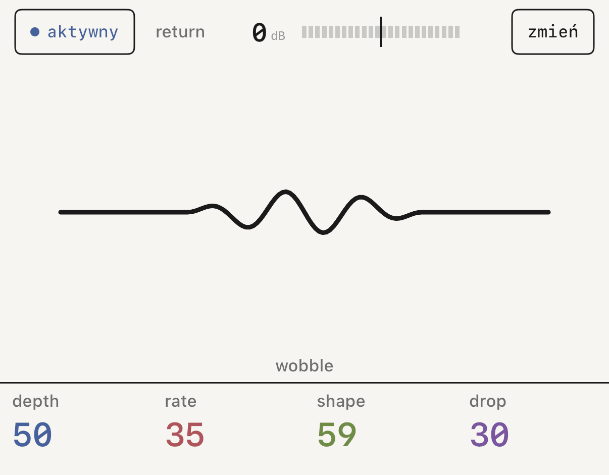 fx 1 z efektem wobble i jego czterema pokrętłami.