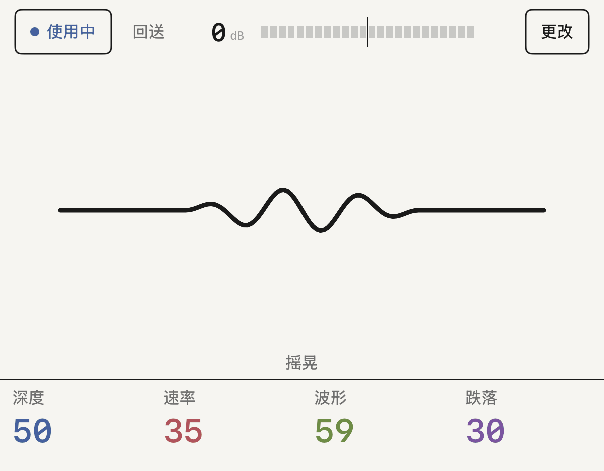 fx 1 上的摇晃,带四个旋钮。